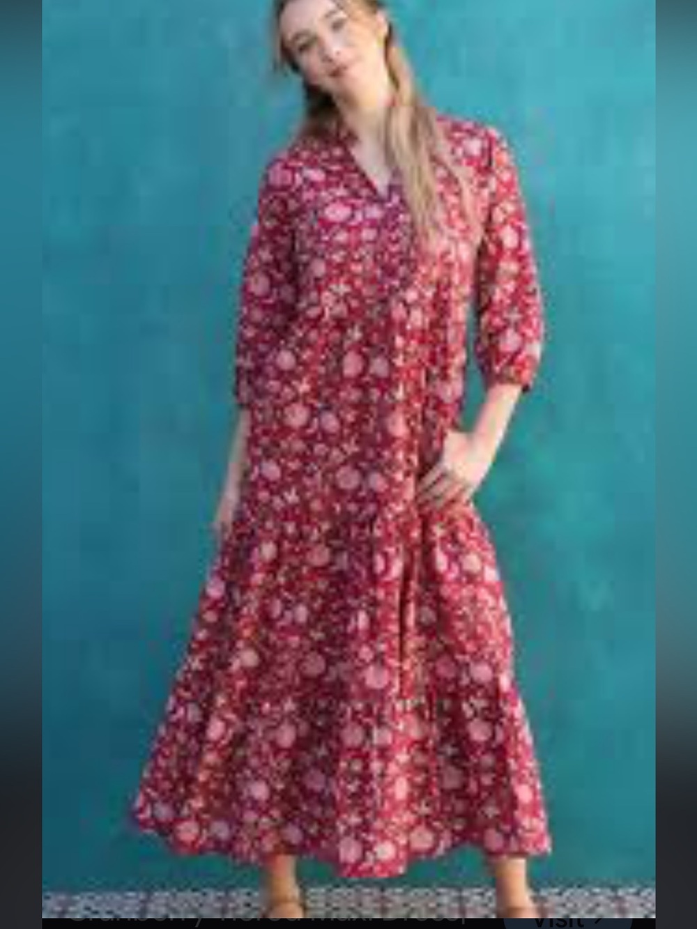 Bohemian Floral Maxi Dress in Deep Pink